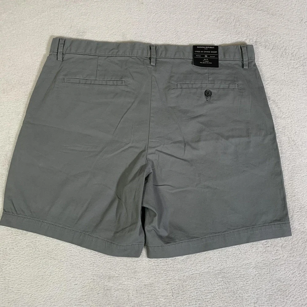 Banana Republic Shorts Mens 36 Gray Lived In Chino Slim Stretch 7